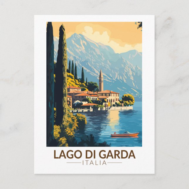 Postal Lago di Garda Italia Viajes Arte Vintage (Anverso)