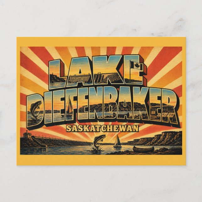 Postal Lago Diefenbaker Embalse de Saskatchewan (Anverso)
