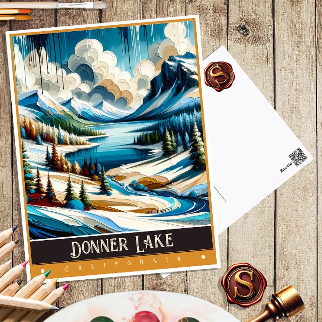 Postal Lago Donner, California | Pintura de época (Subido por el creador)