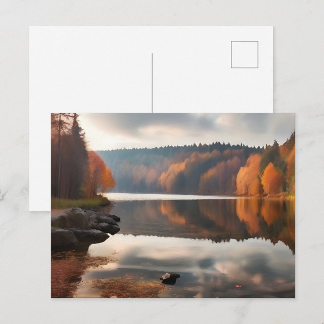 Postal Lago en otoño (Anverso / Reverso)