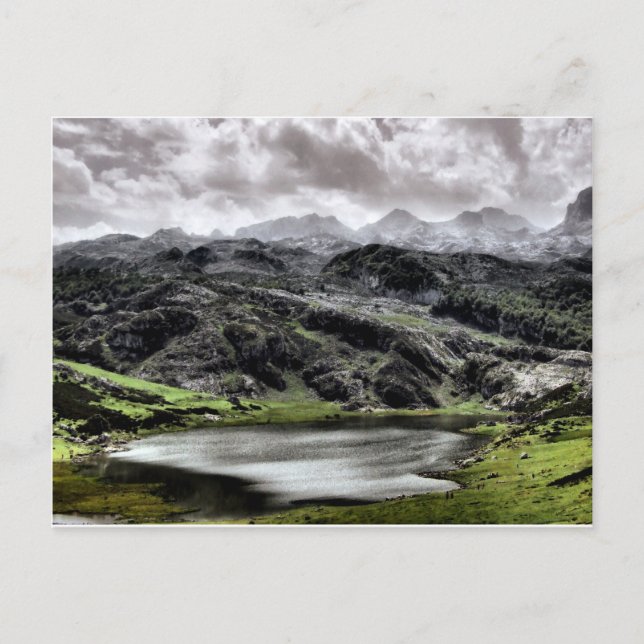 Postal Lago Ercina en Asturias, España (Anverso)