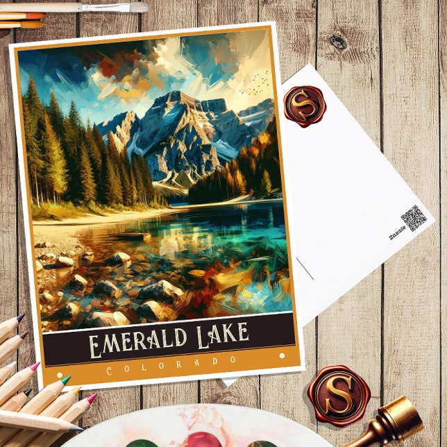 Postal Lago Esmeralda, Colorado | Pintura de época (Subido por el creador)