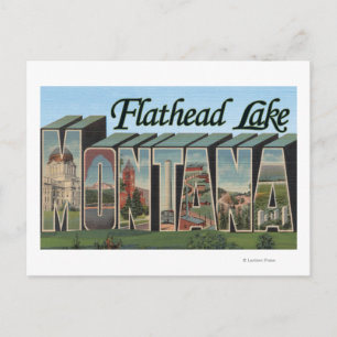Postal Lago Flathead, Montana - Escenas de letras grandes