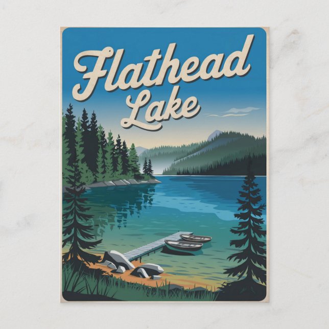 Postal Lago Flathead Montana Vintage (Anverso)