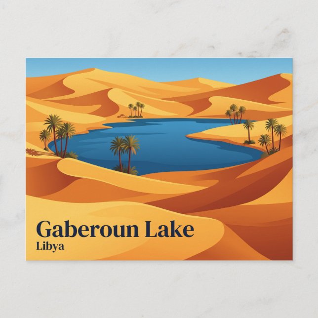 Postal Lago Gaberoun Libia (Anverso)