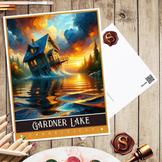 Postal Lago Gardner, Connecticut | Pintura de época (Subido por el creador)