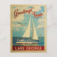 Lago George Postcard Vintage