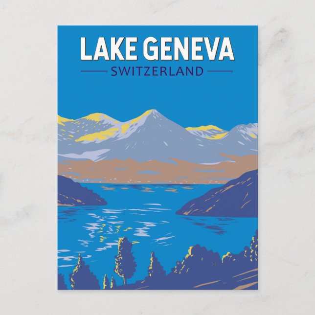 Postal Lago Ginebra Suiza Viaje al Vintage (Anverso)