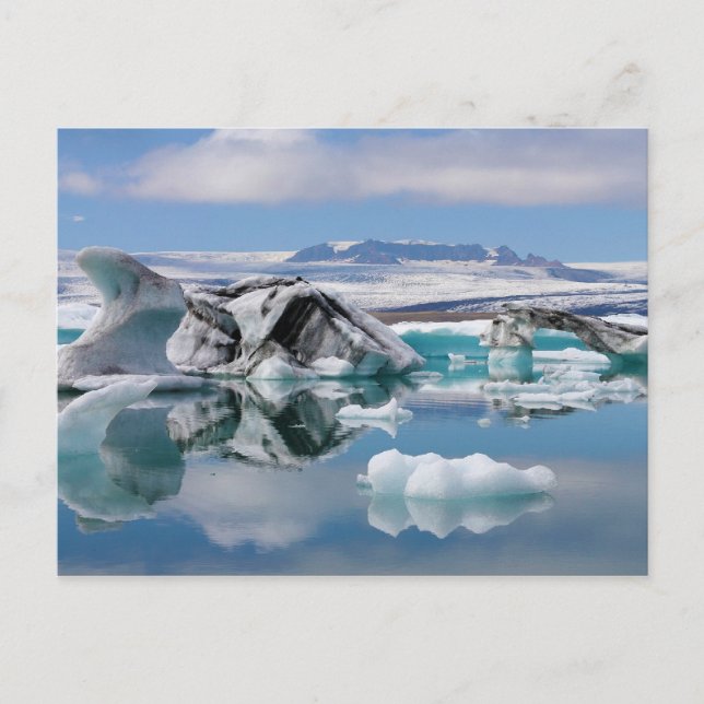 Postal Lago glacial Jokulsarlon en Islandia Panorama (Anverso)