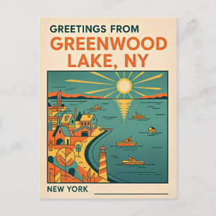 Postal Lago Greenwood NY Viajes Retro