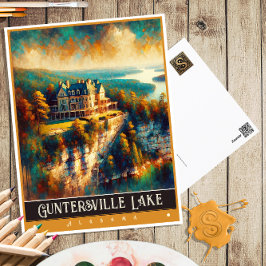Postal Lago Guntersville, Alabama | Pintura de época