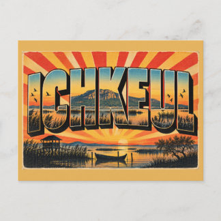 Postal Lago Ichkeul Marisma Montaña Vintage Arte de Viaje