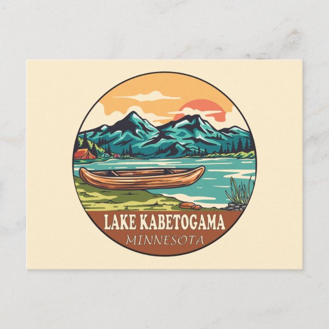 Postal Lago Kabetogama Minnesota Emblema de Pesca en Bote (Anverso)