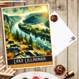 Postal Lago Lillinonah, Connecticut | Pintura Vintage