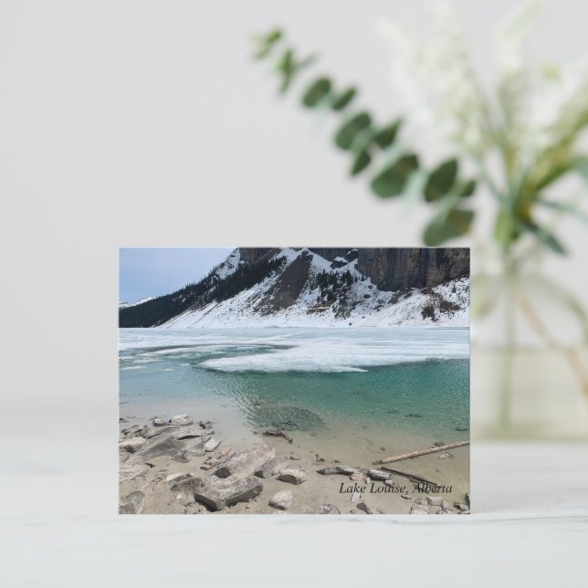 Postal Lago Louise, Alberta Rocosas canadienses (Anverso de pie)