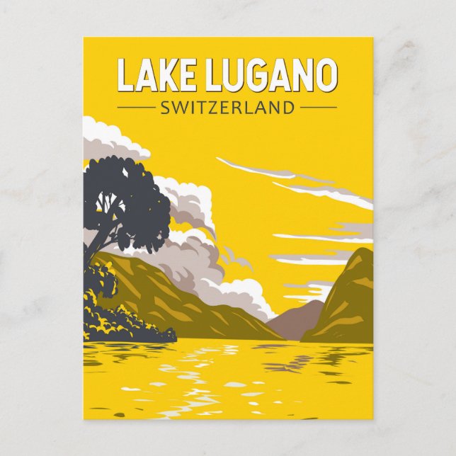 Postal Lago Lugano Suiza Viaje de arte (Anverso)