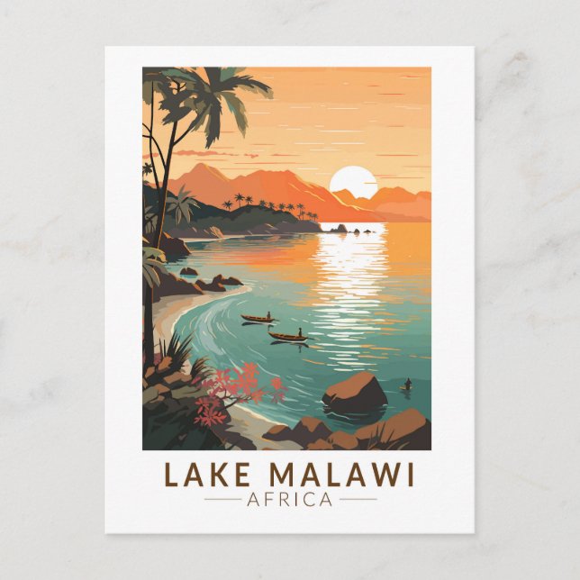 Postal Lago Malaui África Sunset Viaje de arte (Anverso)