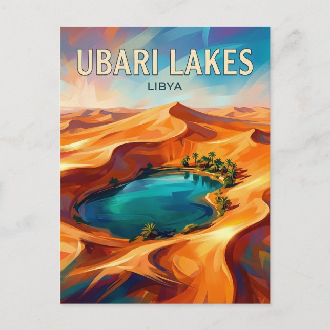 Postal Lago Mandara, Mar de arena de Ubari Libia (Anverso)