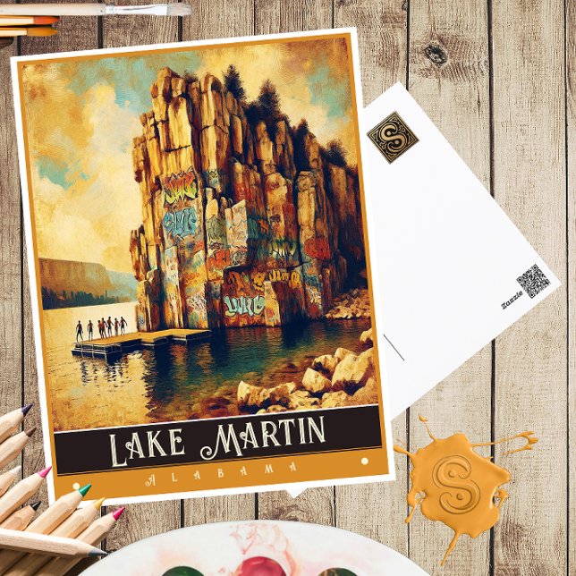 Postal Lago Martin, Alabama | Pintura de época (Subido por el creador)