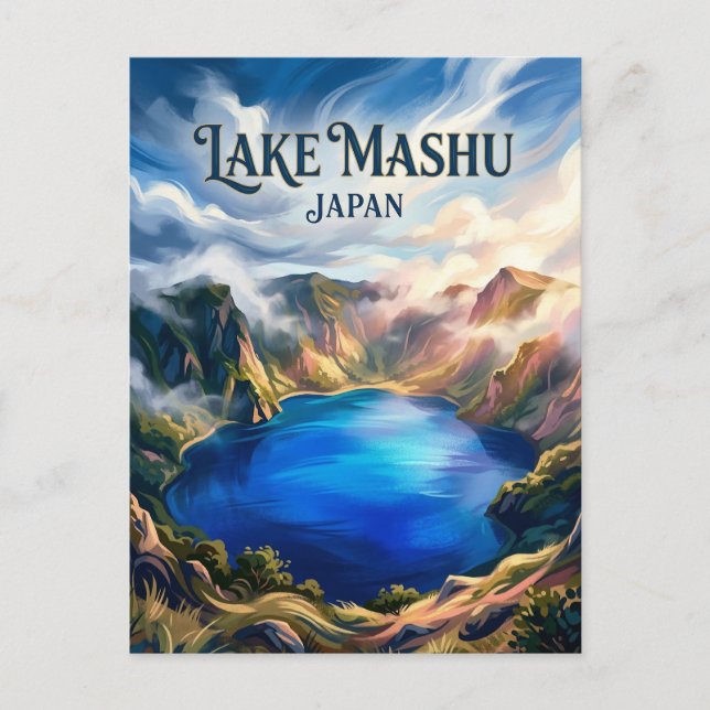 Postal Lago Mashū Japón (Anverso)