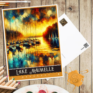 Postal Lago Maumelle, Arkansas   Pintura Vintage