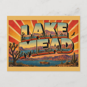 Postal Lago Mead Oasis del Desierto de Nevada Arte de Mon