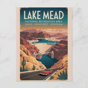 Postal Lago Mead Póster de viaje vintage del desierto d