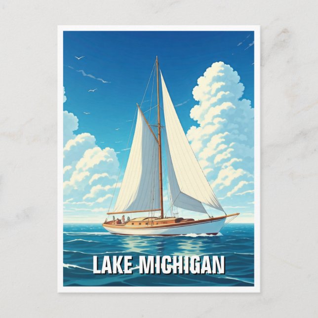 Postal Lago Michigan Sailboat (Anverso)