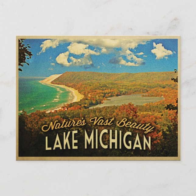 Postal Lago Michigan Vintage