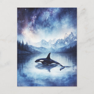 Postal Lago Montaña Ballena Orca Estrellada