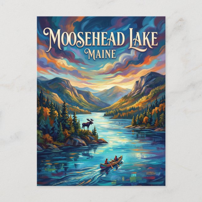 Postal Lago Moosehead EE. UU. (Anverso)