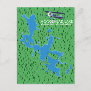 Postal Lago Moosehead, mapa del condado de Piscataquis Ta