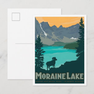 Postal Lago Moraine Banff Canadá Arte de Viaje Vintage