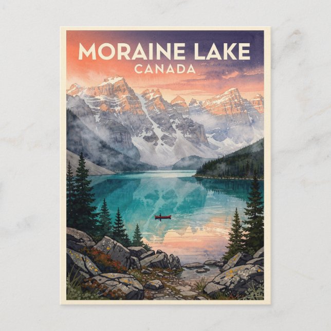 Postal Lago Moraine Canadá Vintage (Anverso)