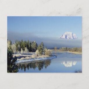 Postal Lago Mount Moran y String en Grand Teton