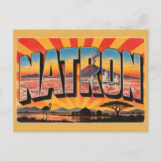 Postal Lago Natron Flamenco Volcán Arte de Viaje Vintage