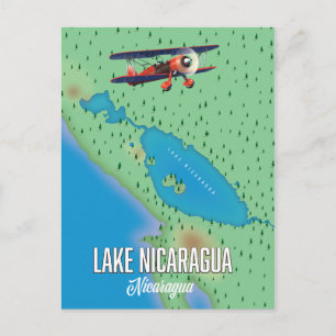 Postal Lago Nicaragua, mapa de Nicaragua