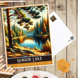 Postal Lago Nimrod, Arkansas | Pintura Vintage