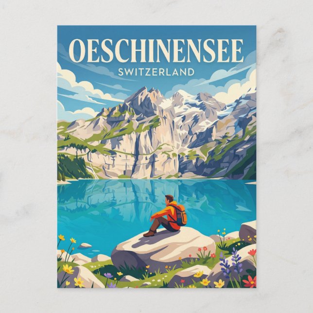 Postal Lago Oeschinen Suiza (Anverso)
