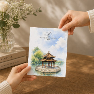 Postal Lago Oeste de Hangzhou China Cartel de viaje en