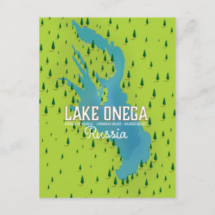 Postal Lago Onega, Rusia, Mapa de viaje