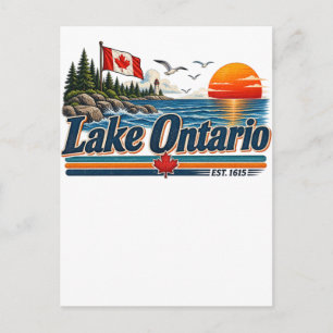 Postal Lago Ontario Est. 1615 Atardecer Vintage