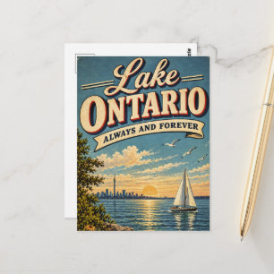 Postal Lago Ontario Siempre y Por Siempre Vintage