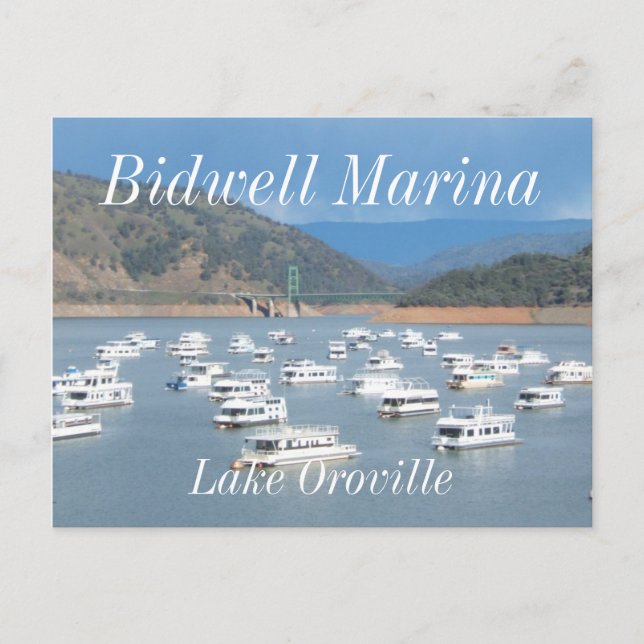 Postal Lago Oroville, Marina Bidwell (Anverso)