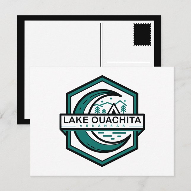 Postal LAGO OUACHITA arkansas luna hexa (Anverso / Reverso)