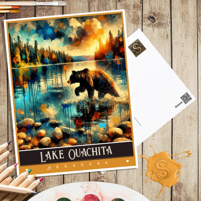 Postal Lago Ouachita, Arkansas | Pintura de época (Subido por el creador)