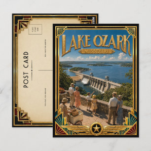 Postal Lago Ozark Misuri Arte Deco Vintage Edad Dorada