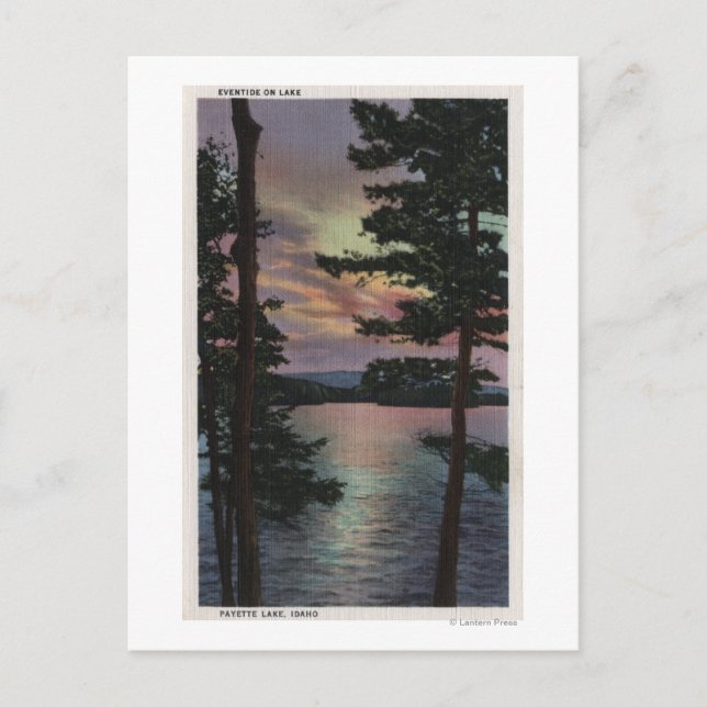Postal Lago Payette, ID - Evintide en la escena del lago (Anverso)
