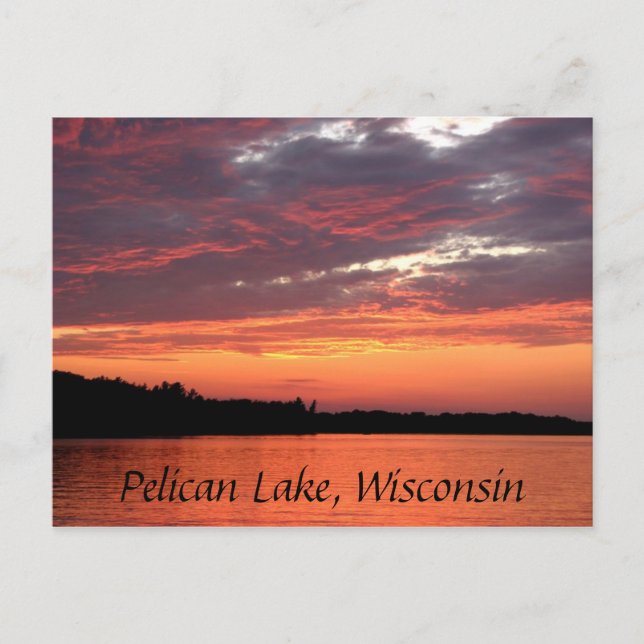 Postal Lago Pelican Sunset, Wisconsin (Anverso)