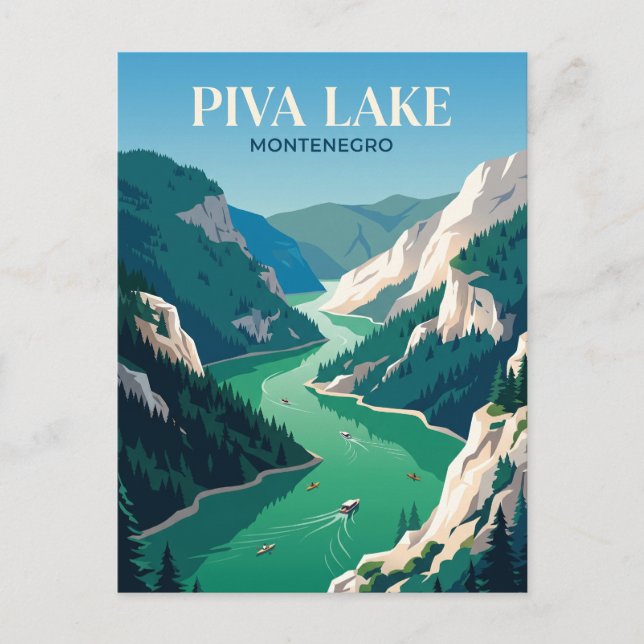 Postal Lago Piva Montenegro (Anverso)